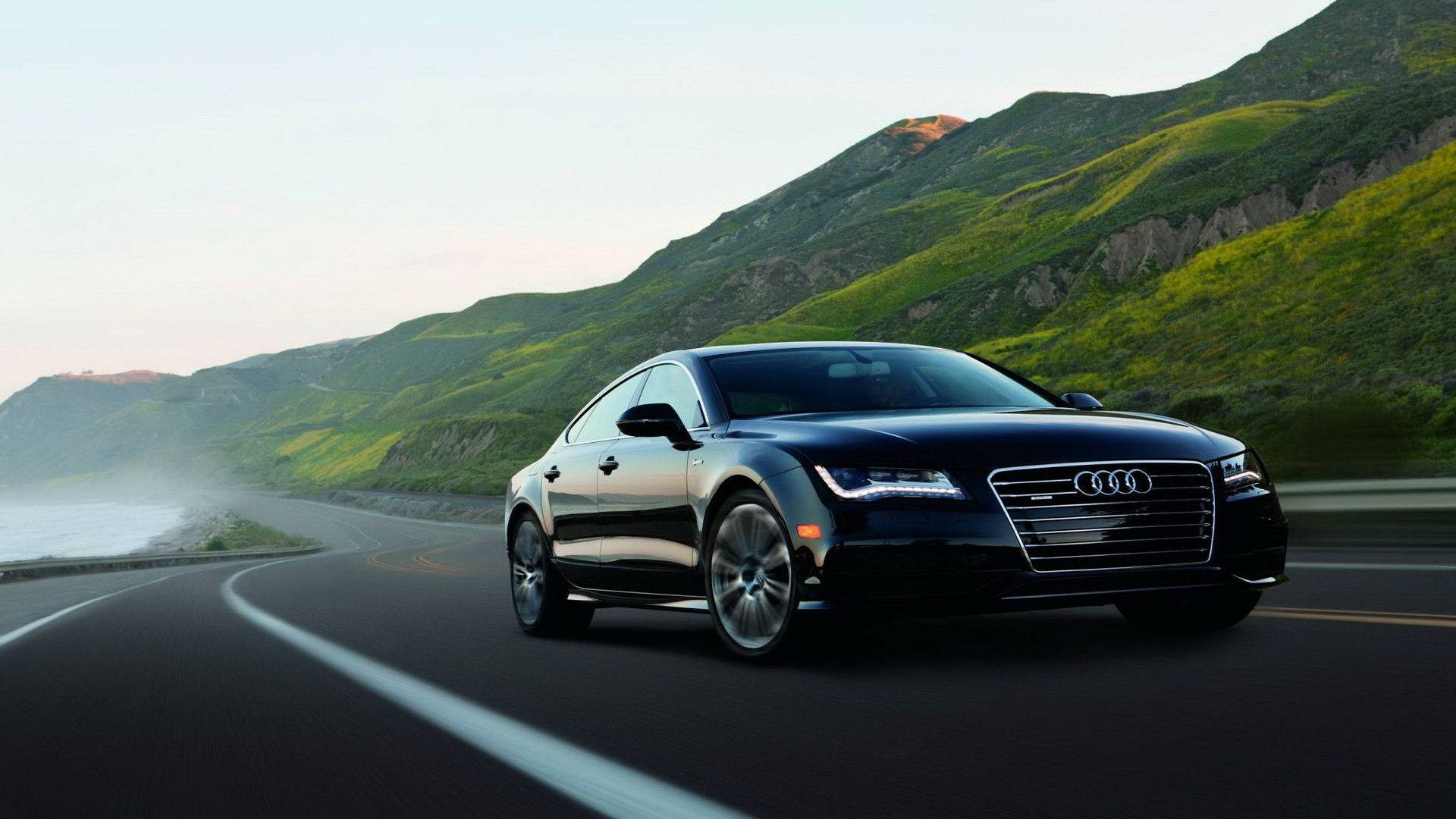 Audi A7 Black On The Road Wallpaper