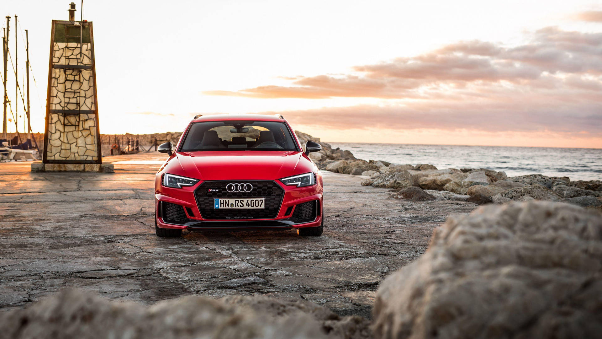 Audi RS 4 By The Shore Wallpaper