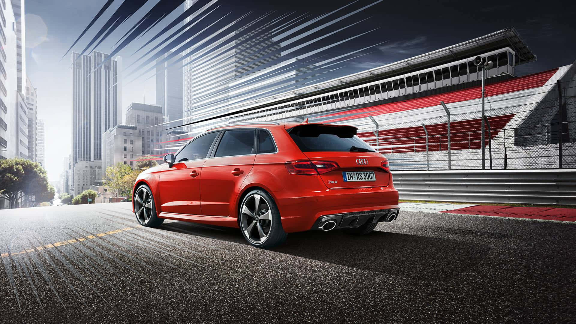 Sleek and Stylish Audi RS3 on the Road Wallpaper