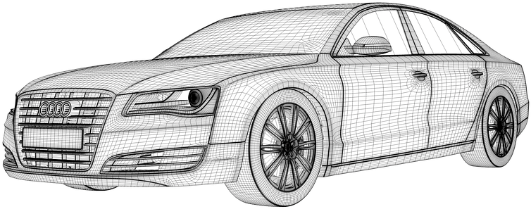 Audi Sedan3 D Wireframe Model PNG