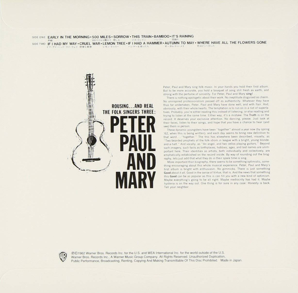 Lyt til Peter, Paul og Marys største hits på en audio-CD. Wallpaper