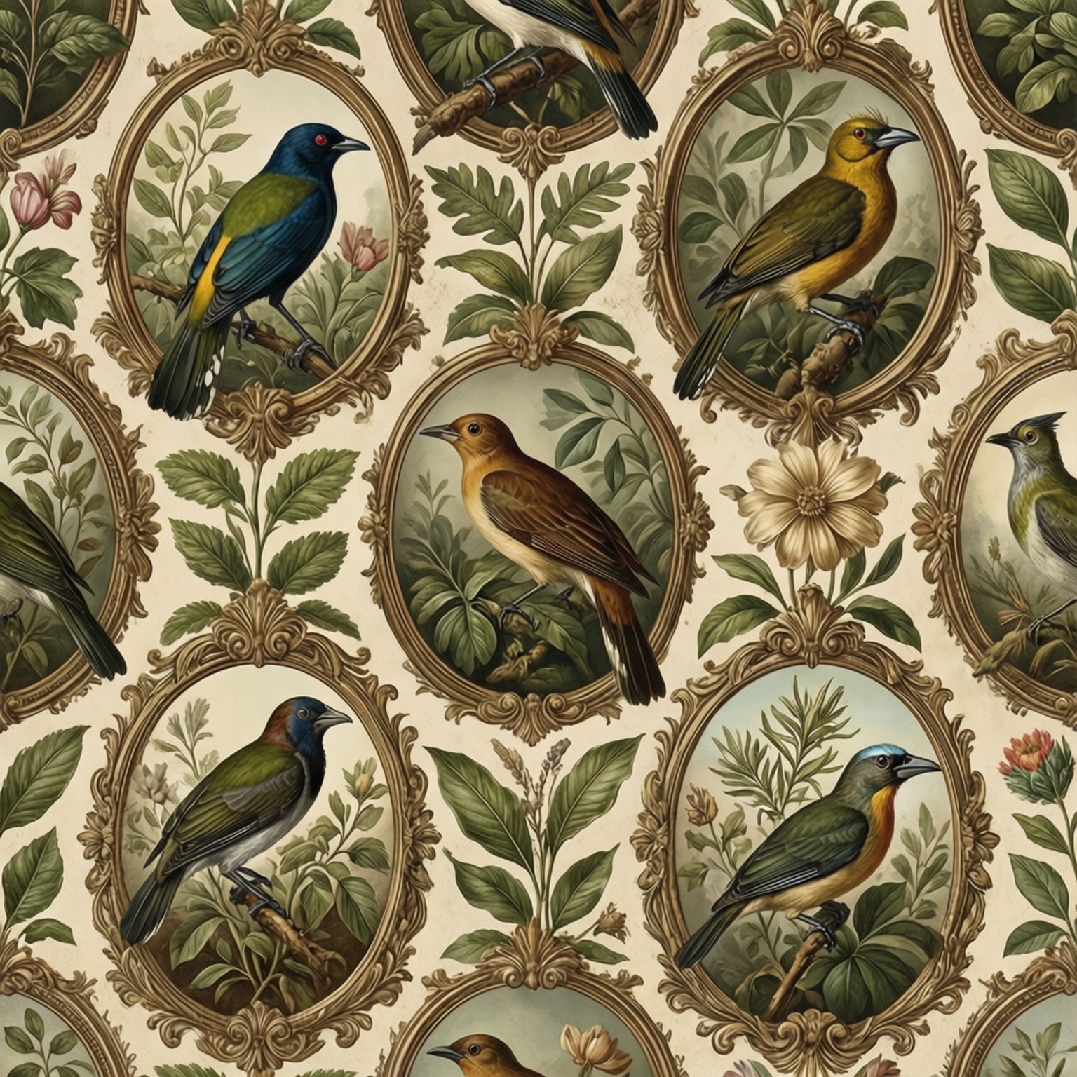 Audubon Botanisches Muster Wallpaper