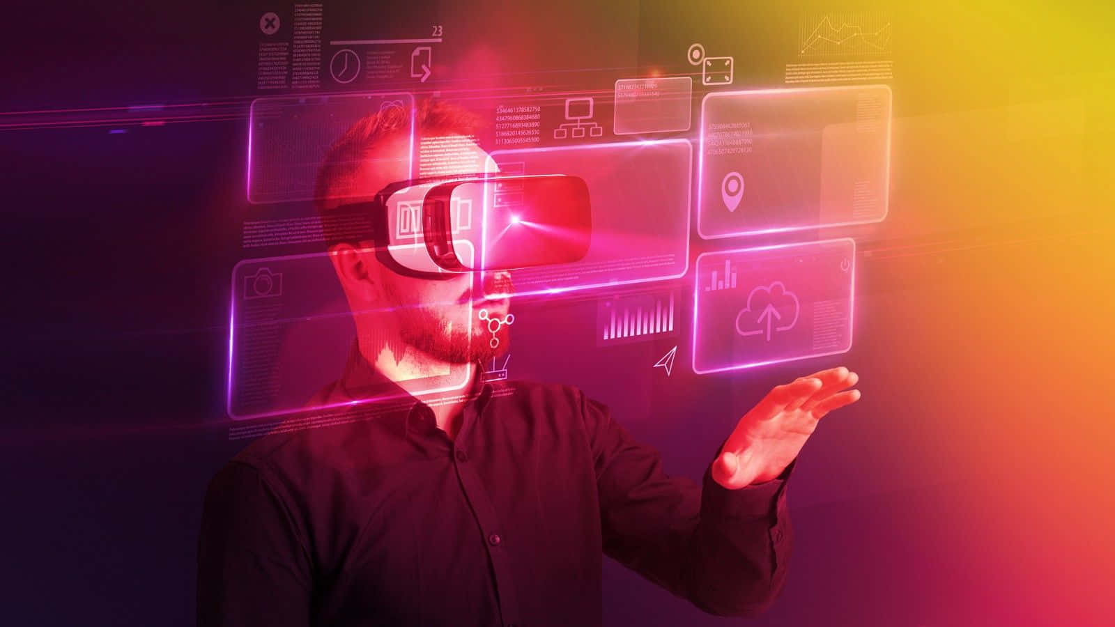 Man Using Augmented Reality Wallpaper