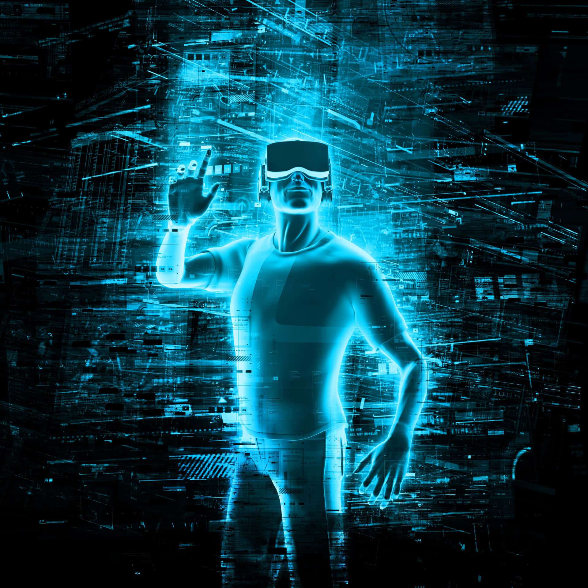 Futuristic Man With Augmented Reality Wallpaper