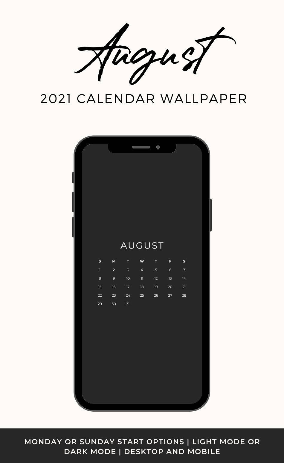 August 2021 Calendar Wallpaper