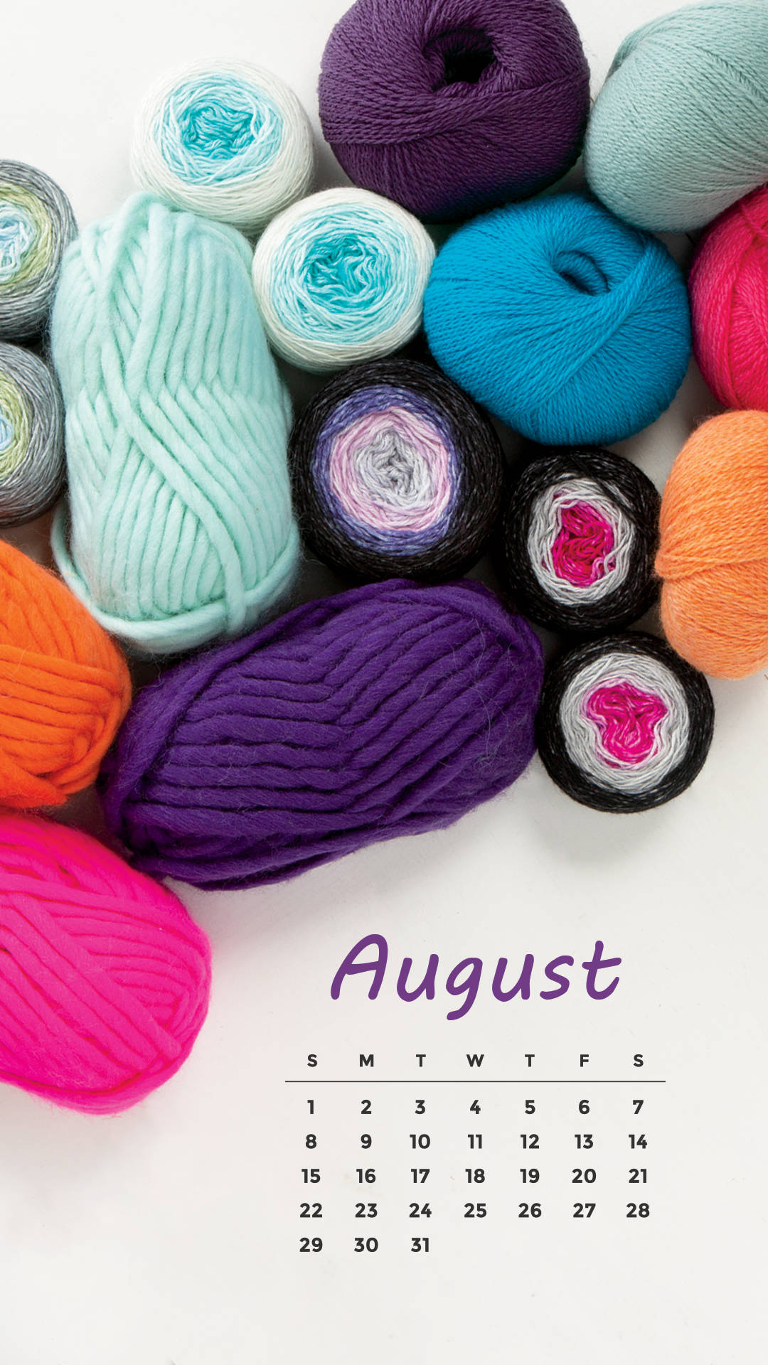 August 2021 Calendar Colorful Yarns Wallpaper