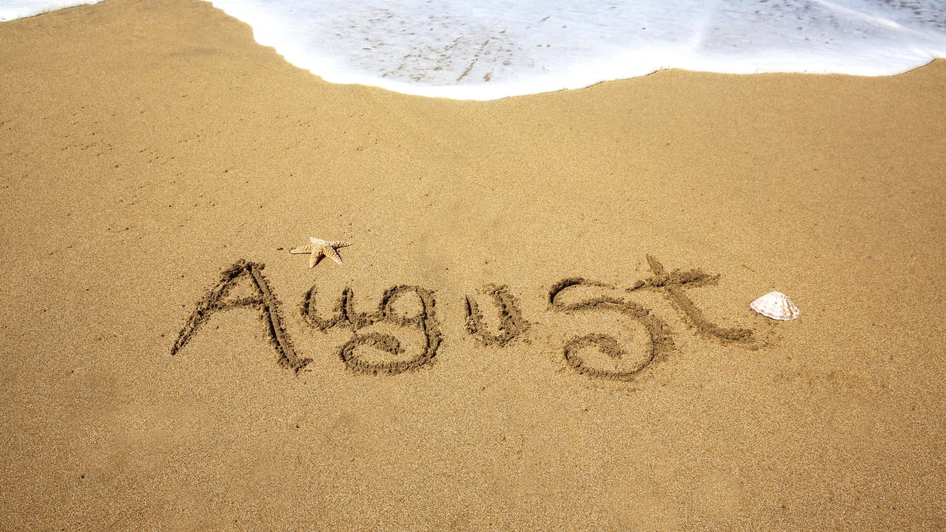 August Beach Sand Writing Wallpaper