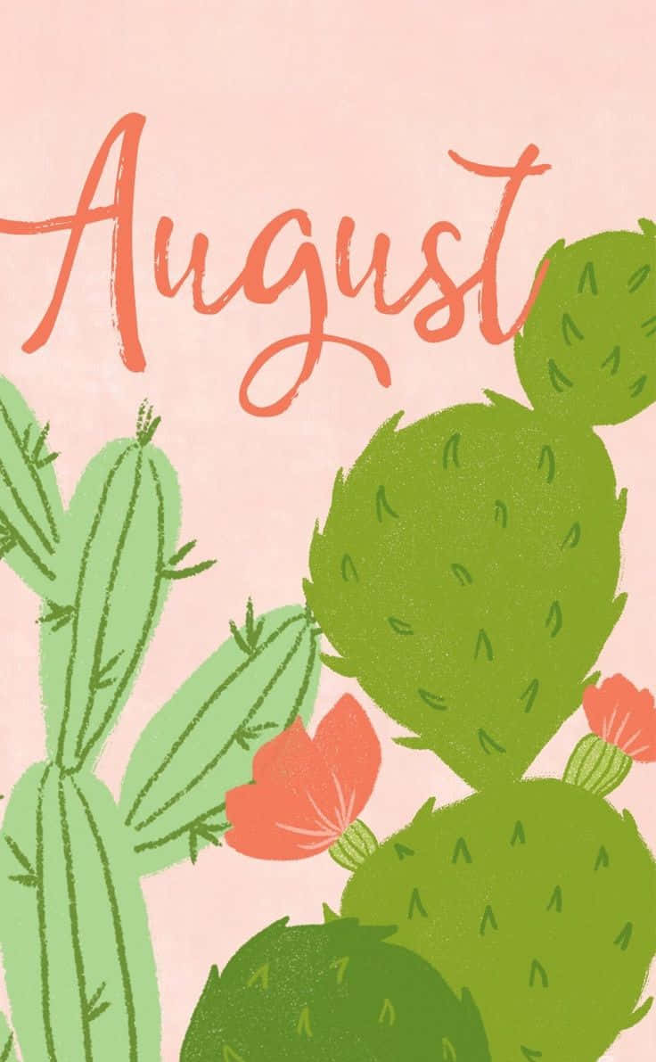 August Cactus Floral Aesthetic Wallpaper