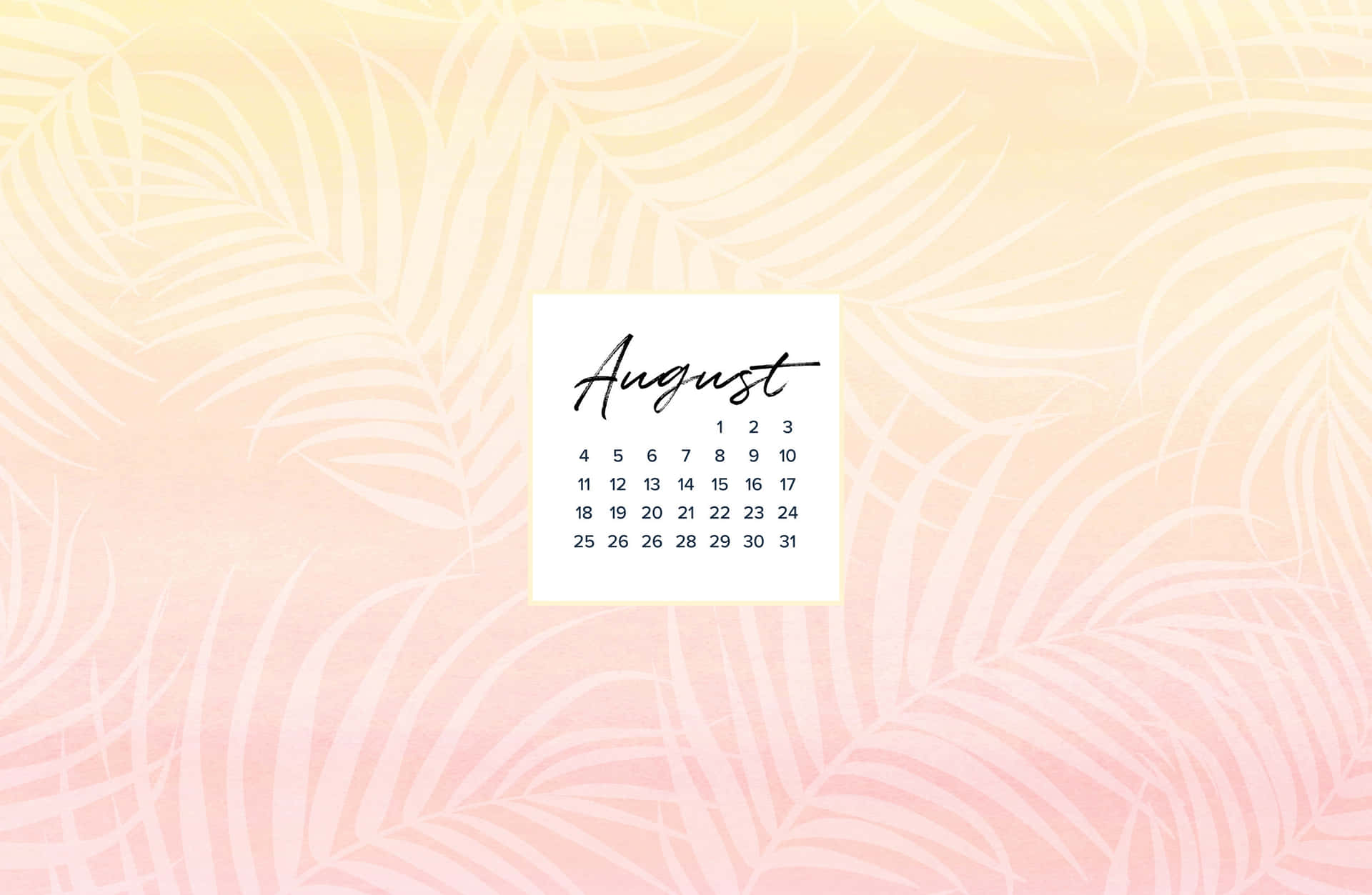 August Desktop Calendar Background Wallpaper