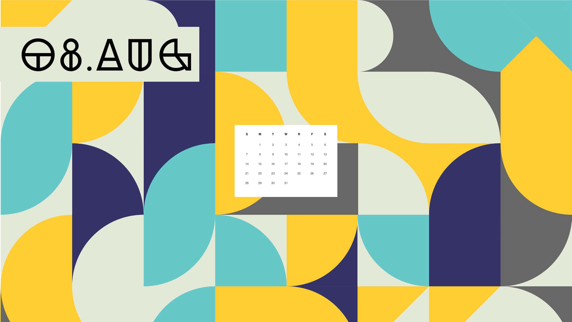 August Geometric Desktop Calendar Wallpaper