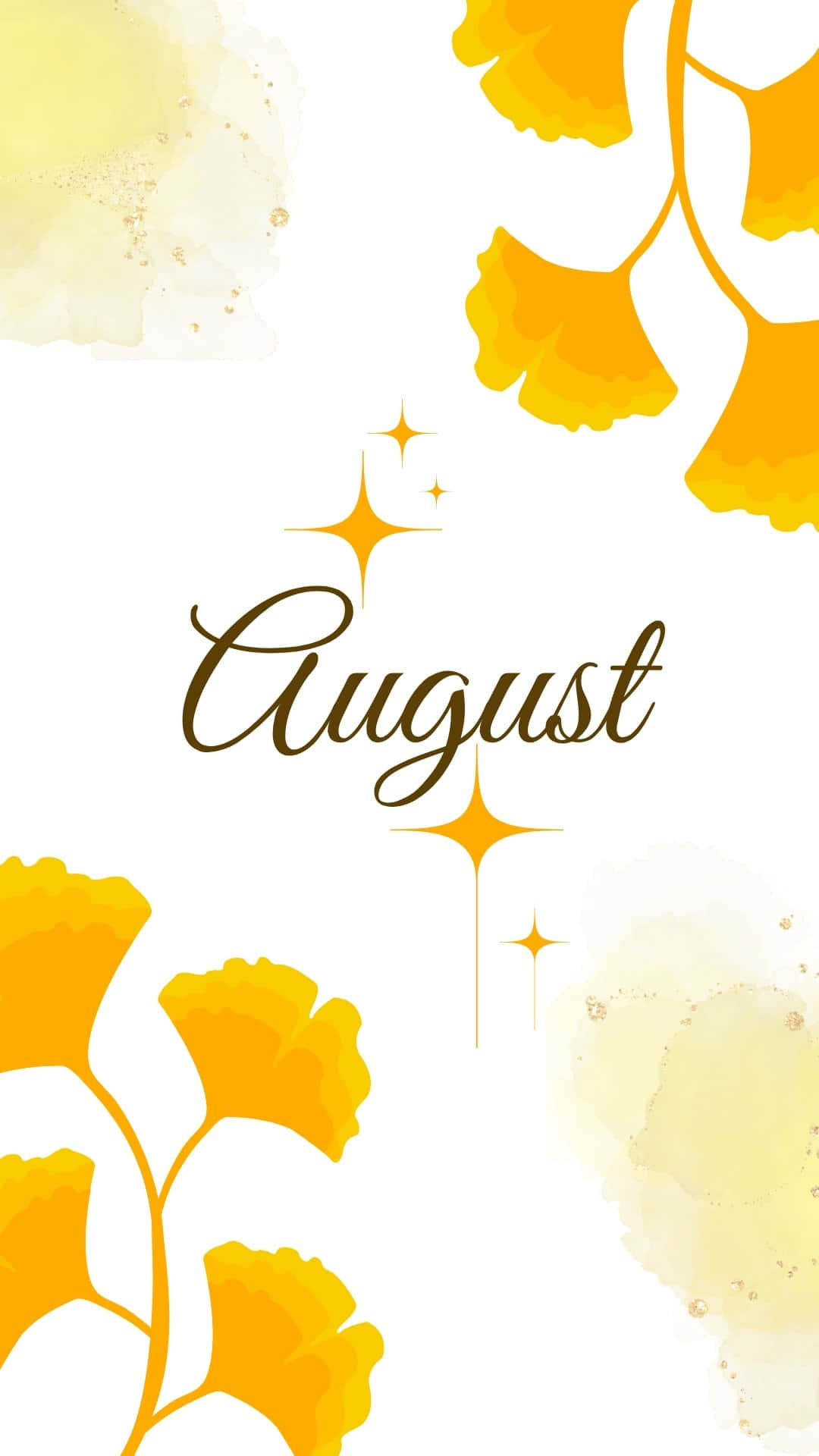 August Yellow Floral Aesthetic Wallpaper