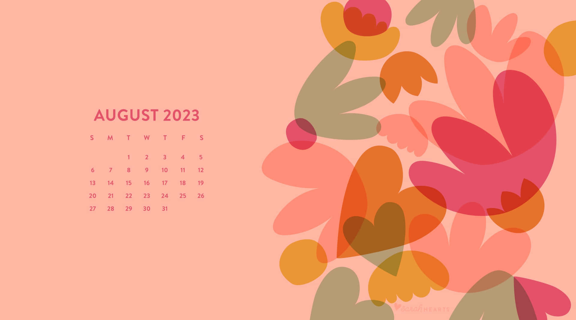 August2023 Desktop Calendar Abstract Design Wallpaper