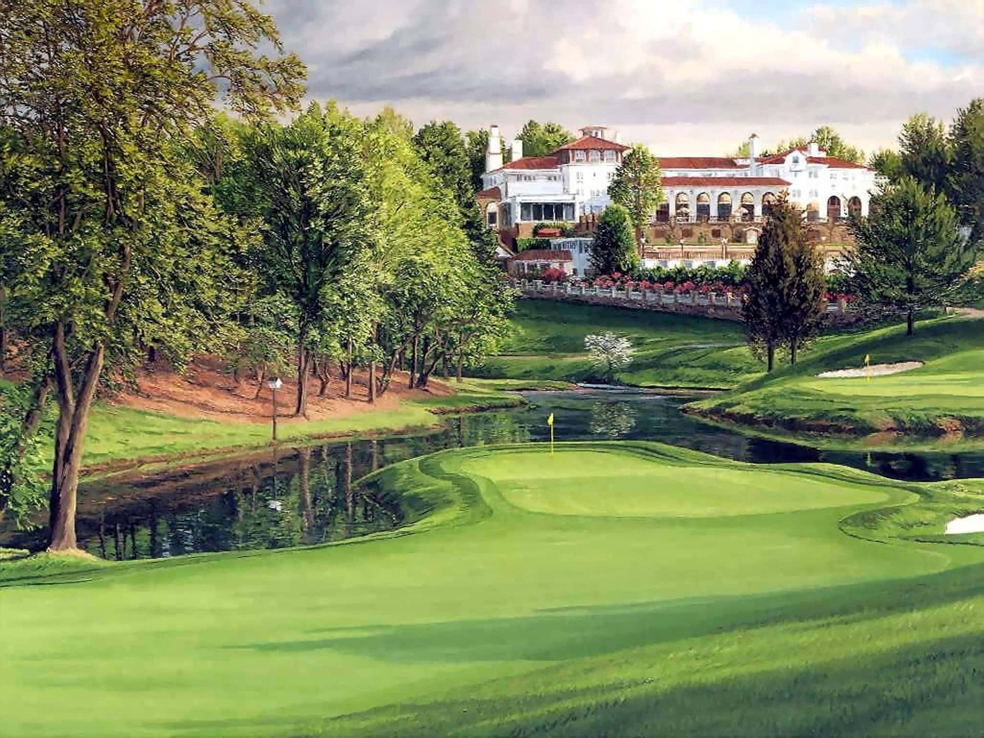 Nyd skønheden af naturen, mens du spiller golf på Augusta National Golf Course. Wallpaper