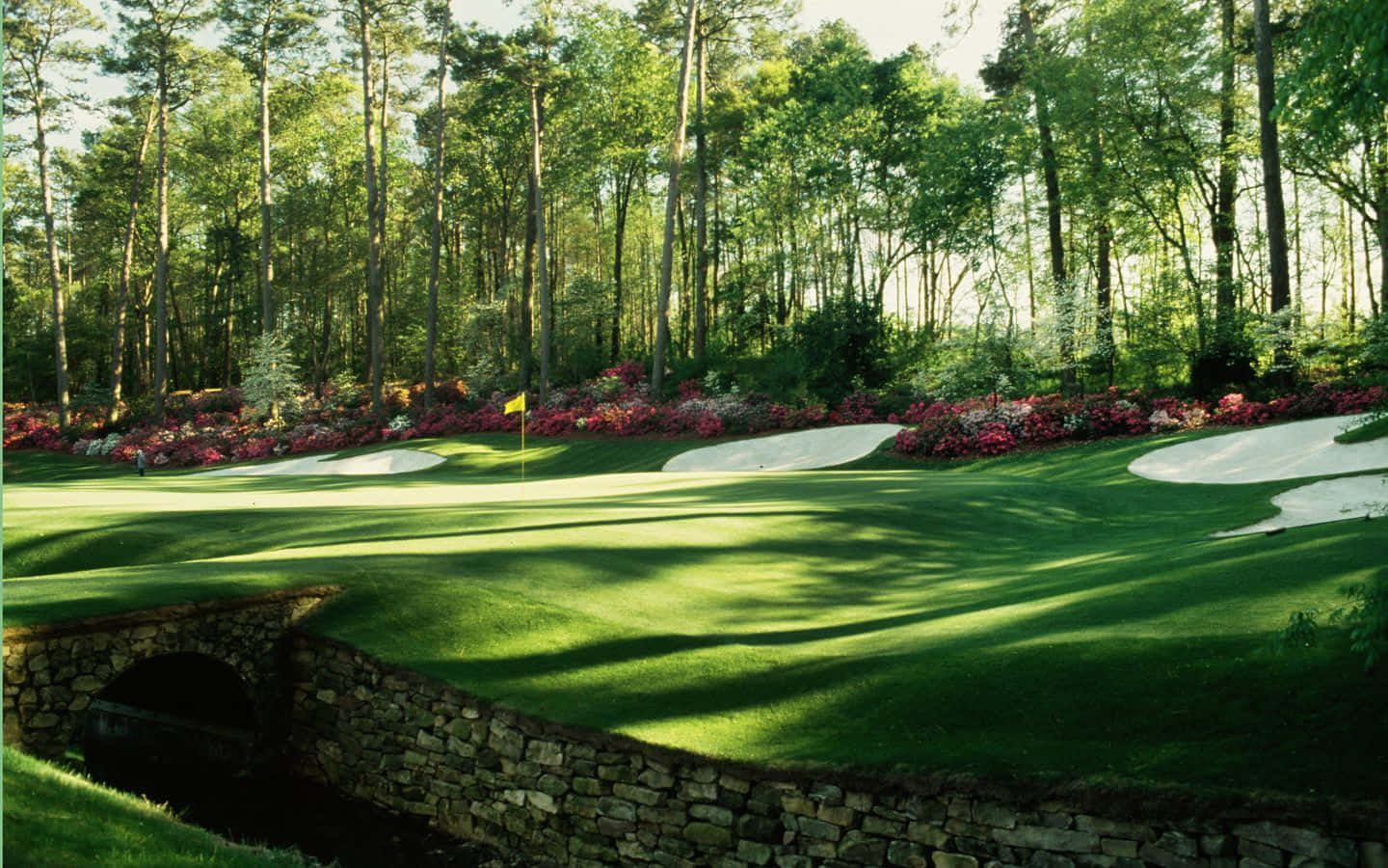 A stunning aerial of Augusta National Golf Course in sunny Georgia Wallpaper