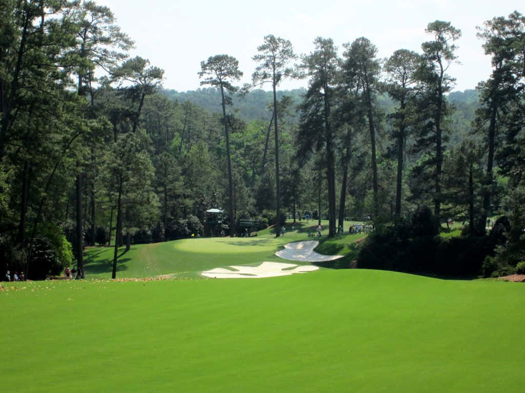 Billede Udsyn til det ikoniske 18. hul på Augusta National Golf Course. Wallpaper