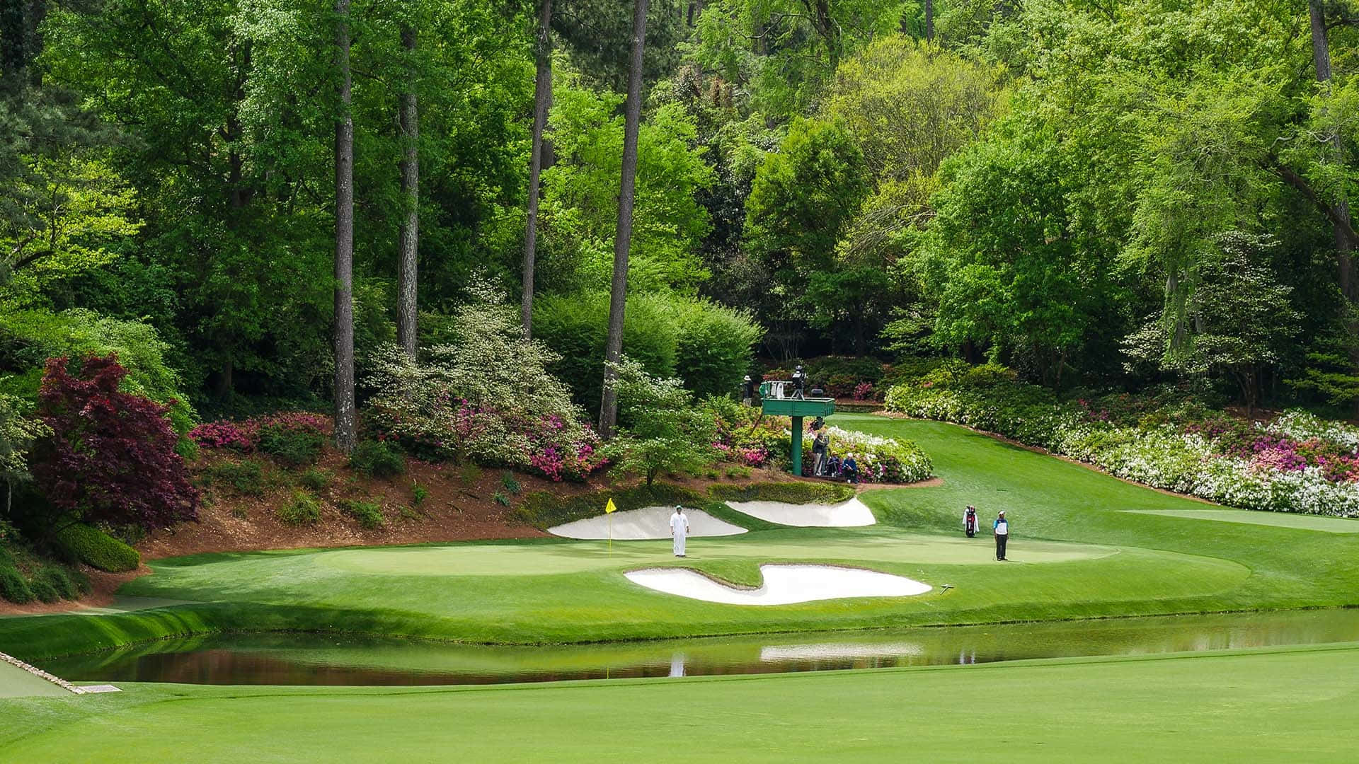 Et luftfoto af Augusta National Golf Course i Georgia, USA Wallpaper