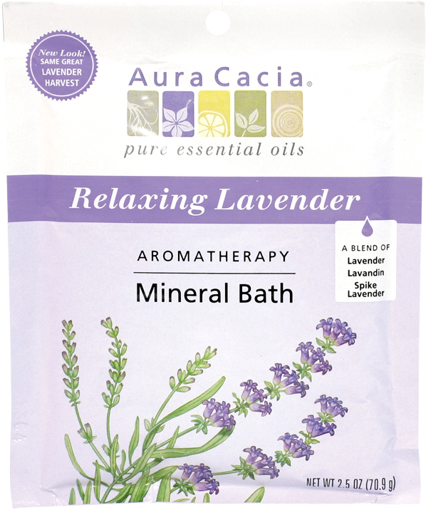 Aura Cacia Relaxing Lavender Mineral Bath Package PNG