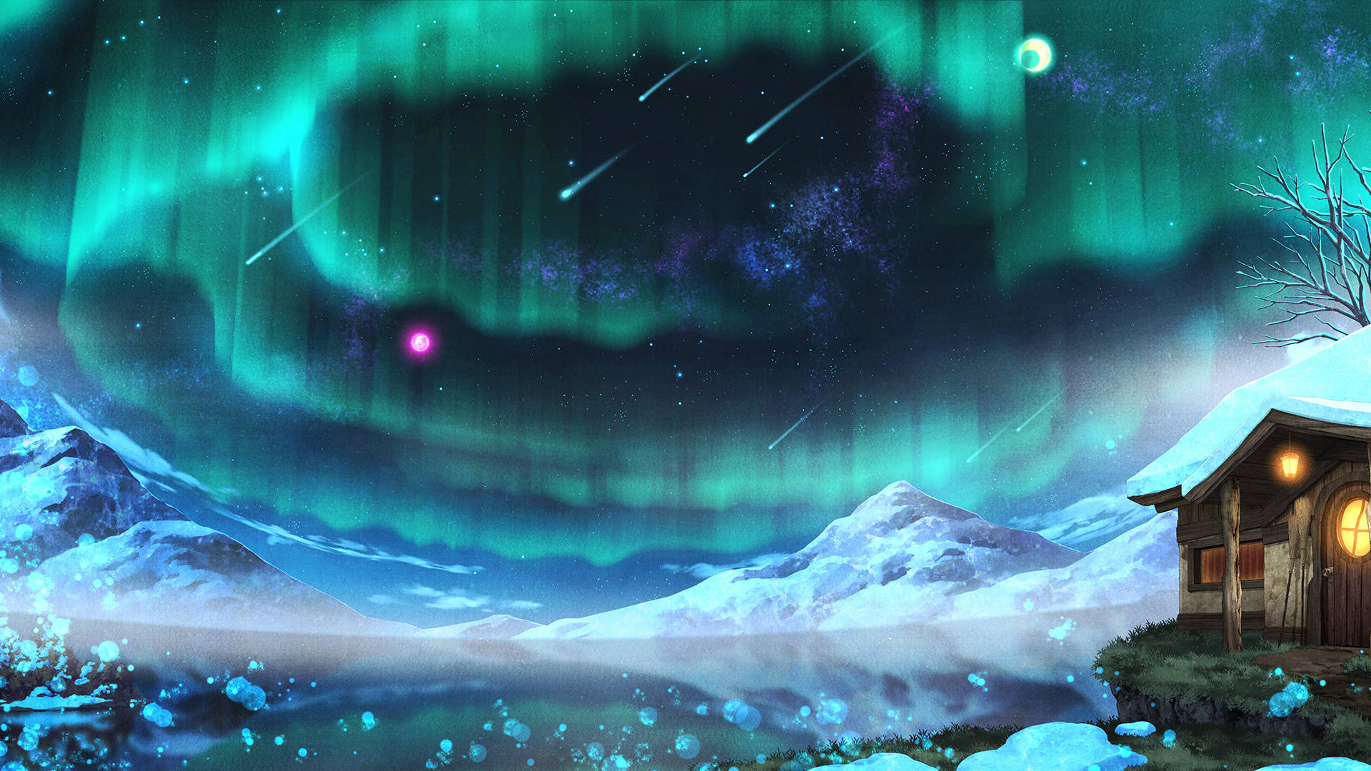 Aurora Borealis And Shooting Stars Unique Hd Wallpaper