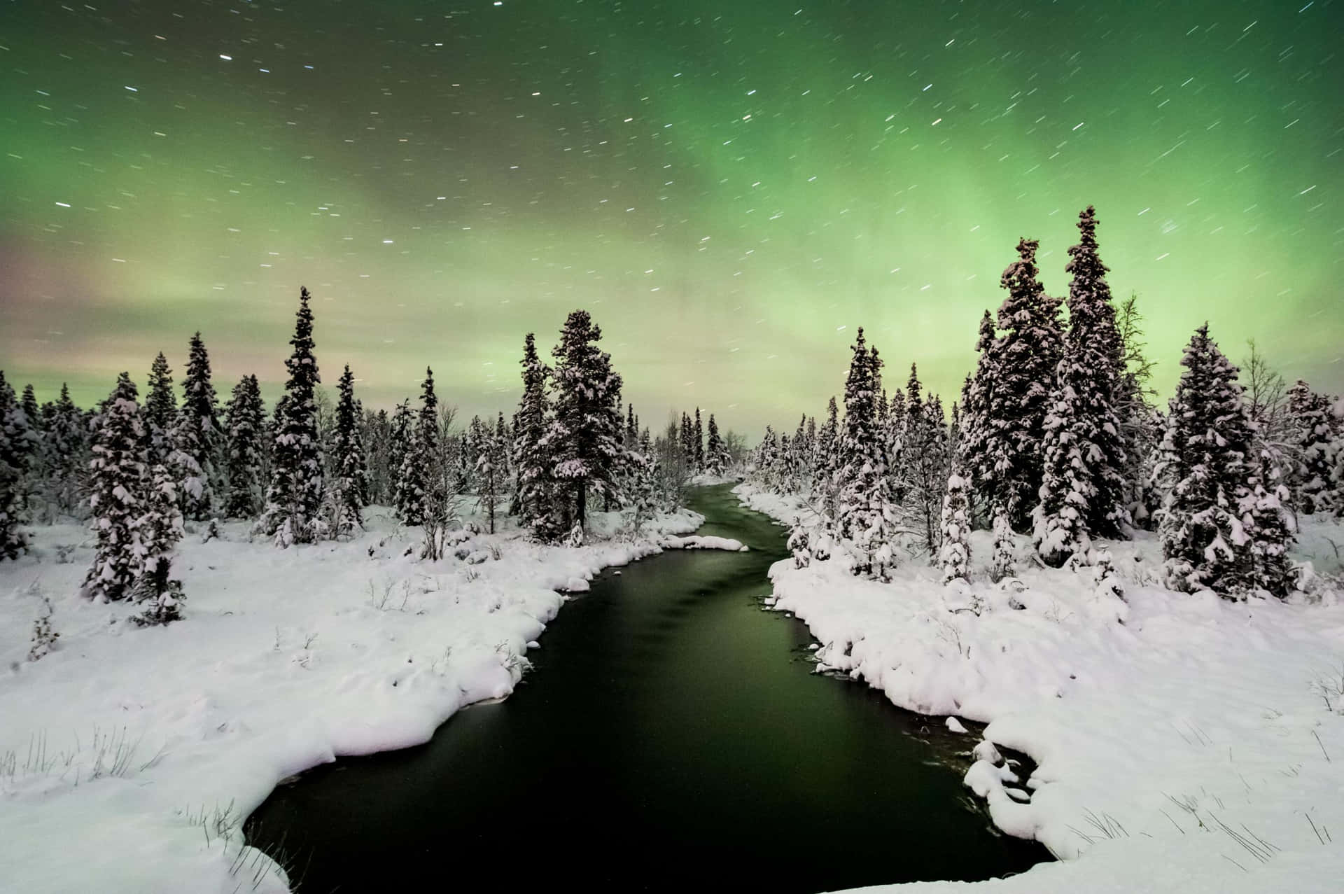 Aurora Borealis Kiruna Winter Nightscape.jpg Wallpaper