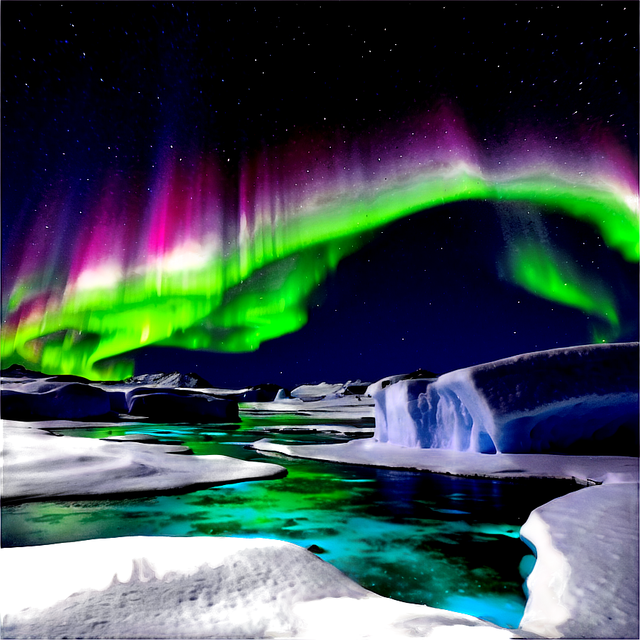 Aurora Borealis Over Icebergs Png 97 PNG