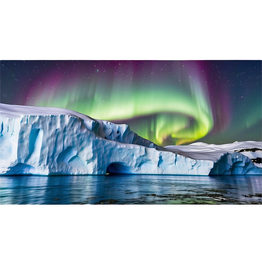 Aurora Borealis Over Icebergs Png Lef29 PNG