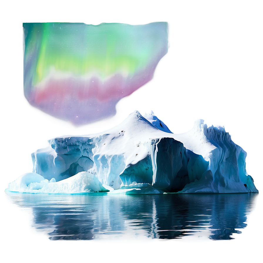 Aurora Borealis Over Icebergs Png Rbw87 PNG