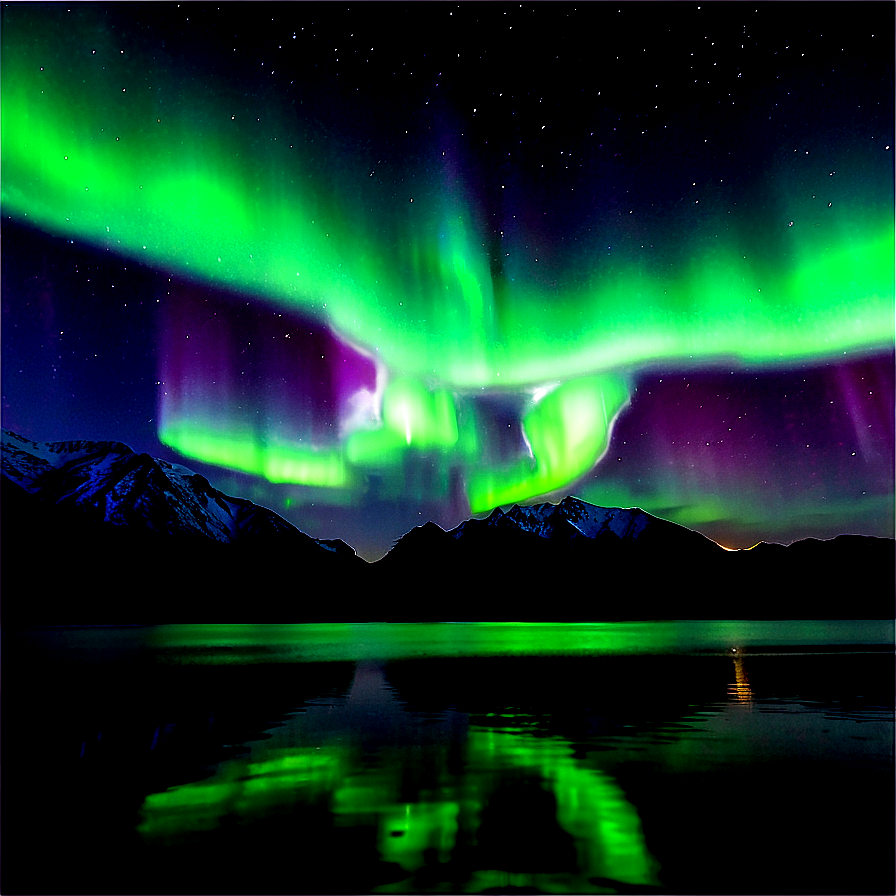 Aurora Borealis Over Lake Png Bsb5 PNG