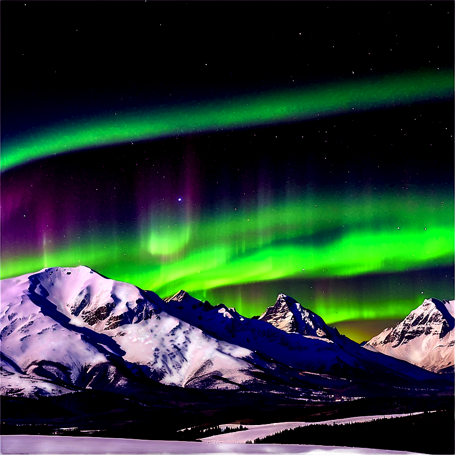 Aurora Borealis Over Snowcapped Peaks Png 48 PNG