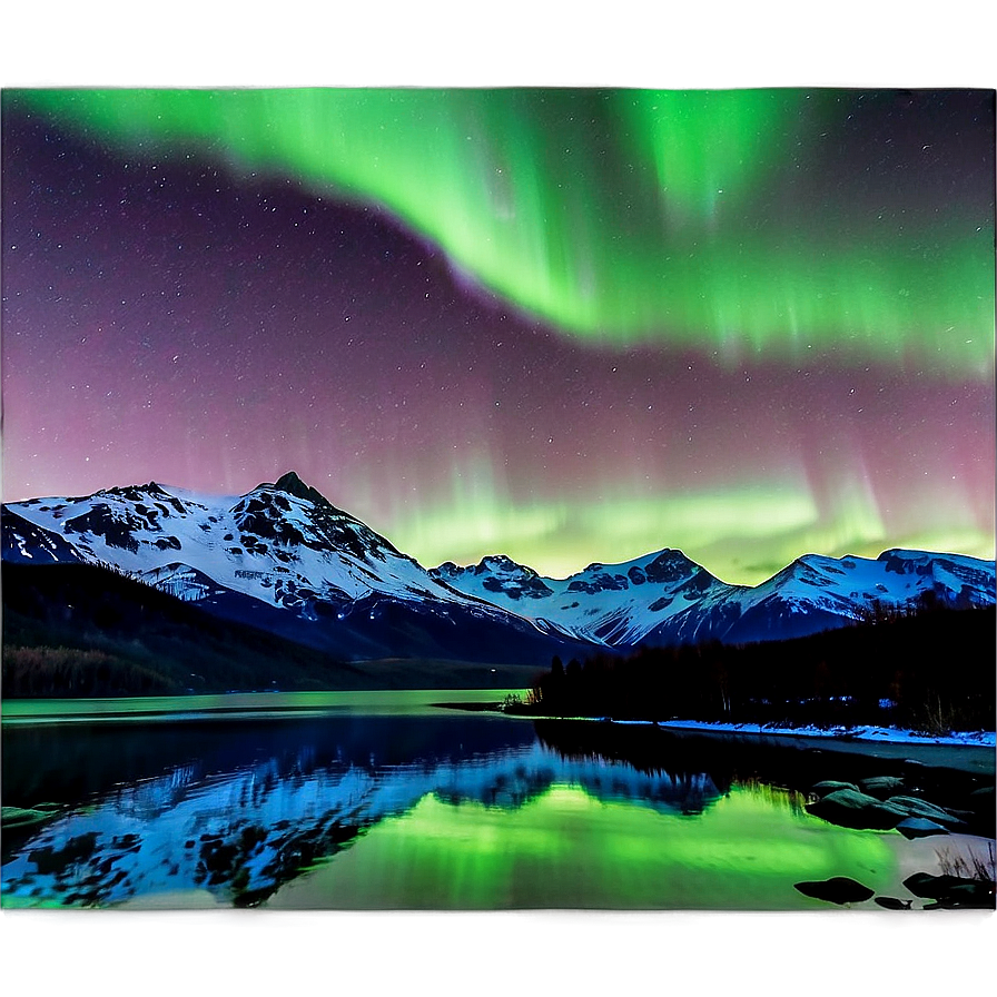 Aurora Borealis Over Snowcapped Peaks Png 5 PNG