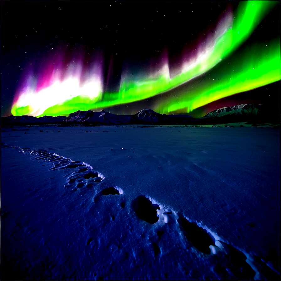 Aurora Borealis Over Snowfield Png 06242024 PNG