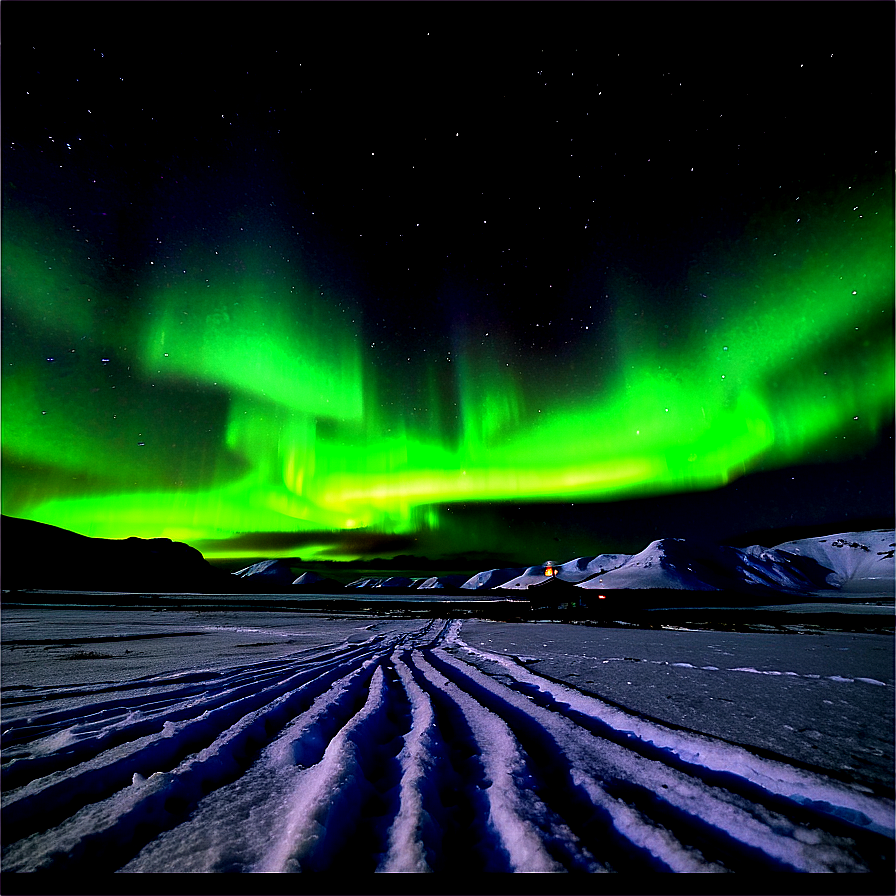 Aurora Borealis Over Snowfield Png Tkf38 PNG