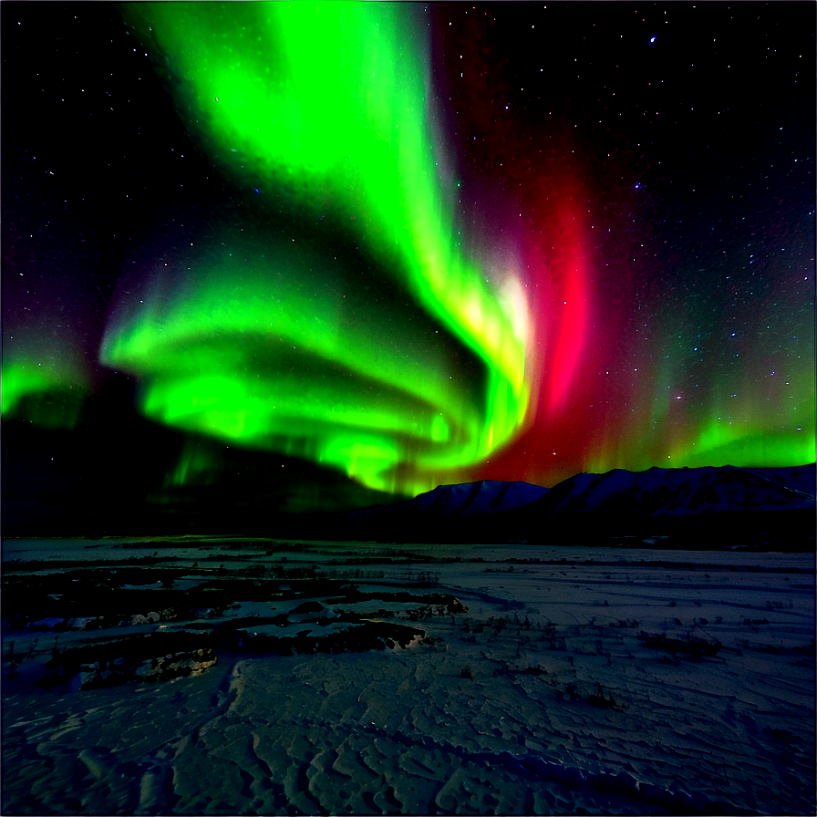 Aurora Borealis Over Tundra Png Aai79 PNG