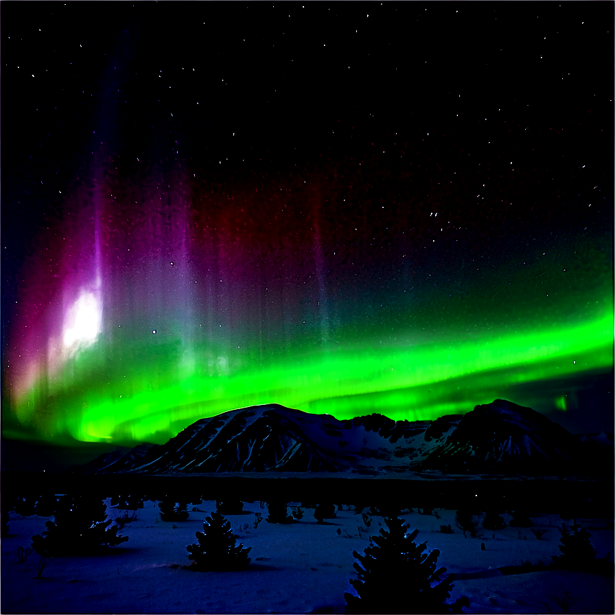 Aurora Borealis Over Tundra Png Ewr90 PNG