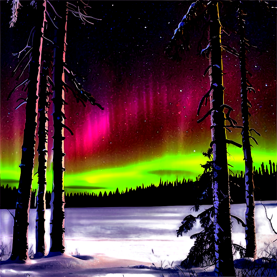 Aurora Borealis Through Pine Trees Png 17 PNG