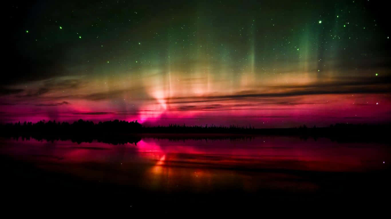 Northern Lights, aurora borealis in the night sky.
