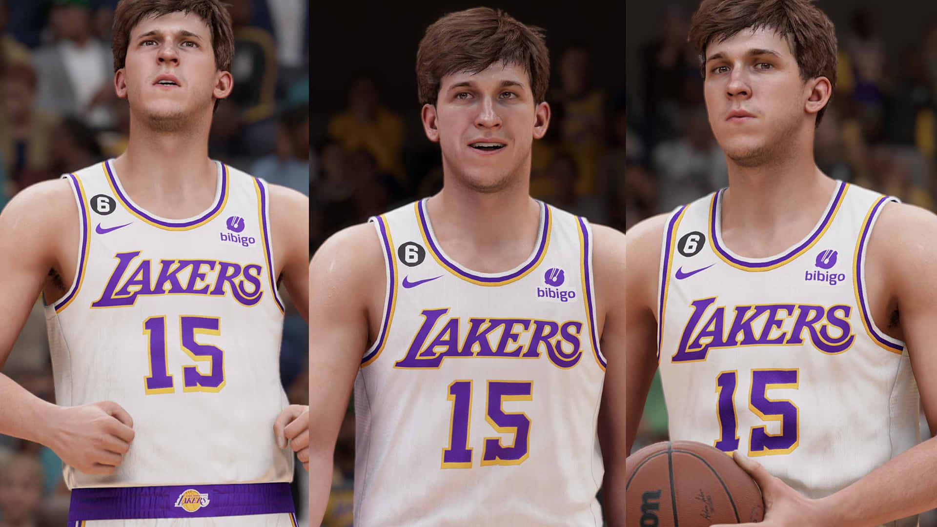 Austin Reaves Lakers Uniform Triptych Wallpaper