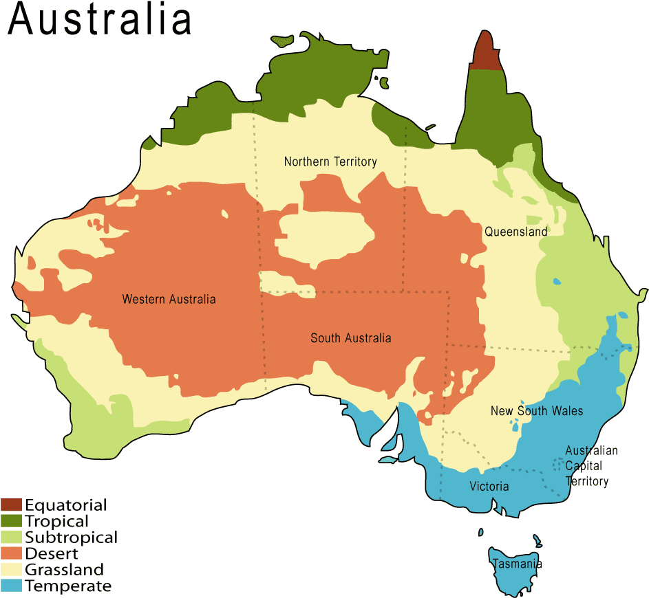 Australia Climate Zones Map PNG