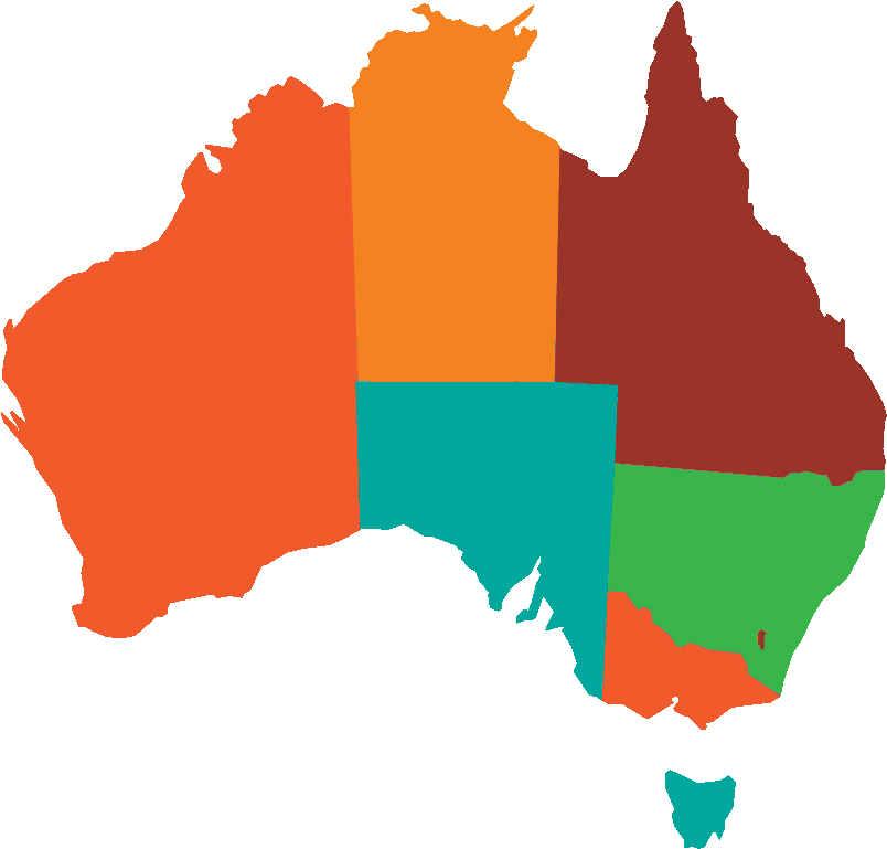 Australia Color Coded Map PNG