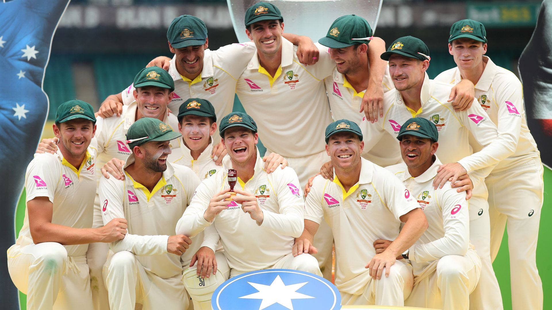 Australia Cricket Team Photograph In White
