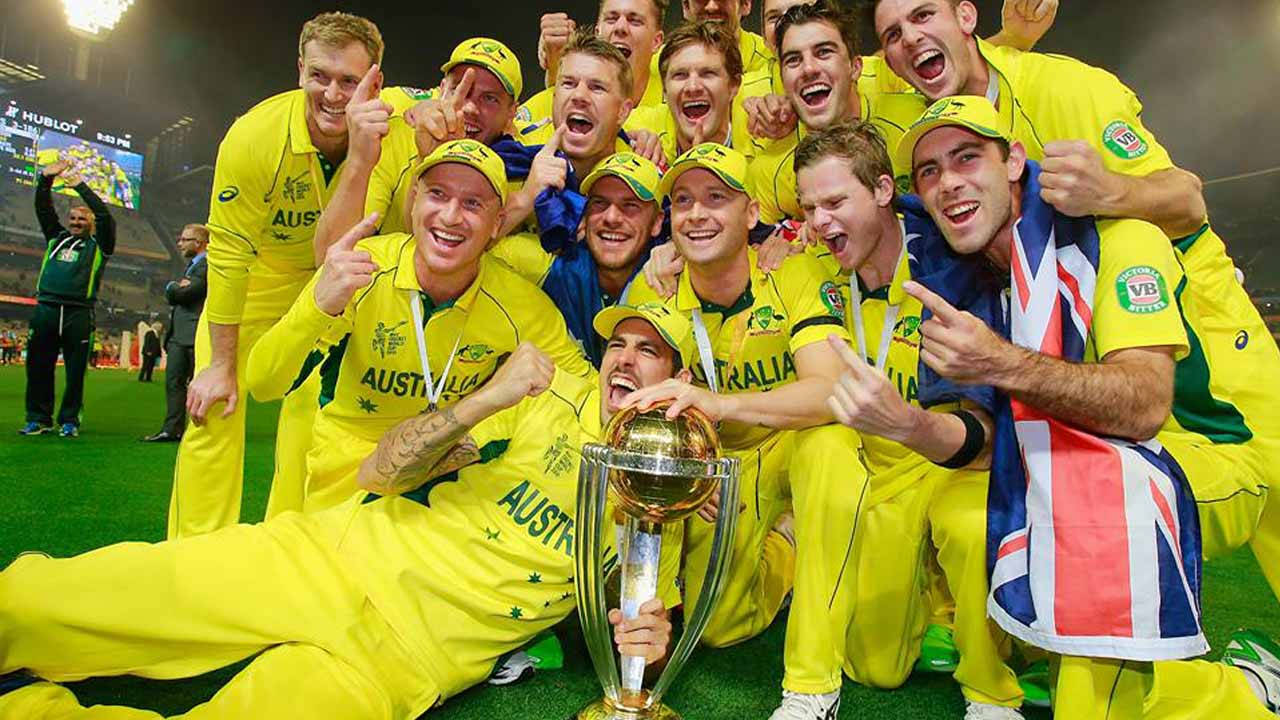 Australia Cricket Team With Trophy