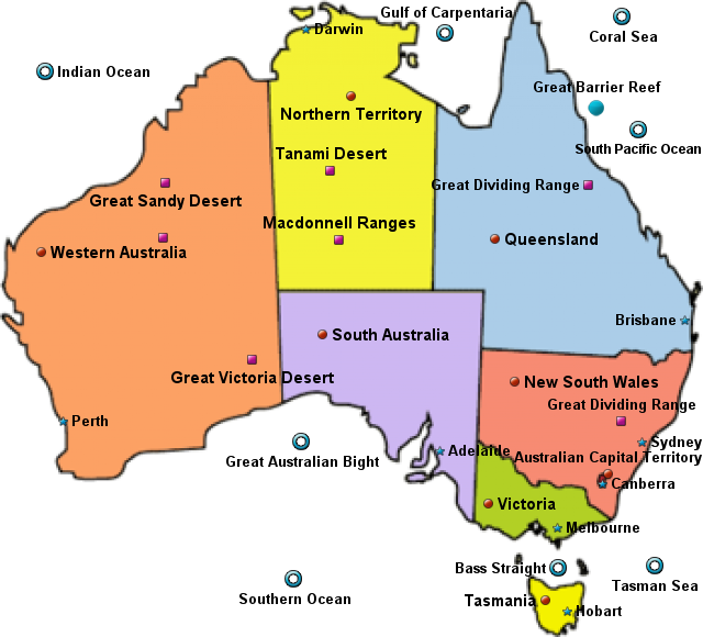 Australia Geographical Features Map PNG