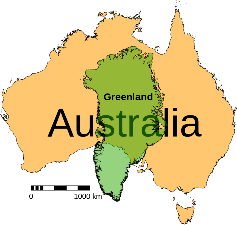 Australia Greenland Size Comparison Map PNG