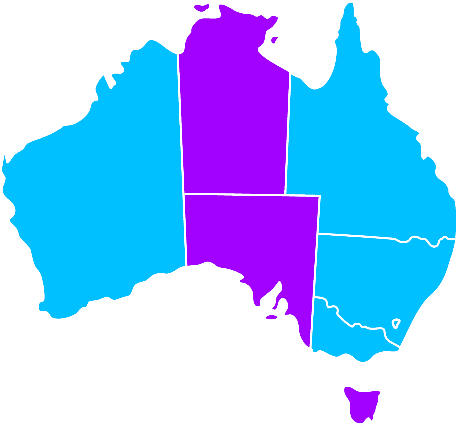 Australia Map Divided Regions PNG