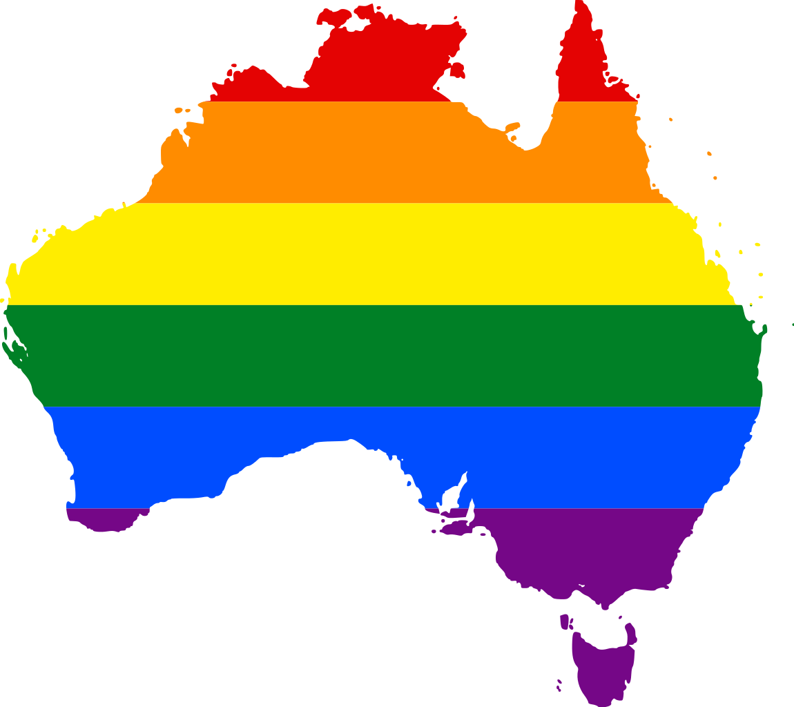 Australia Map Rainbow Flag Overlay PNG
