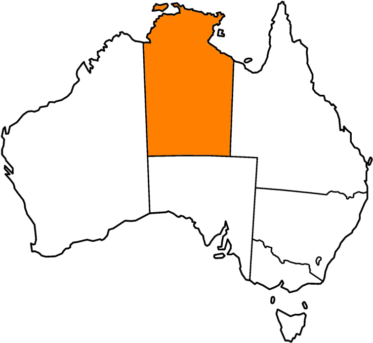 Australia Outline Map Northern Territory Highlighted PNG