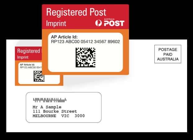 Australia Post Registered Mail Label PNG