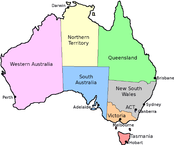 Australia Statesand Territories Map PNG