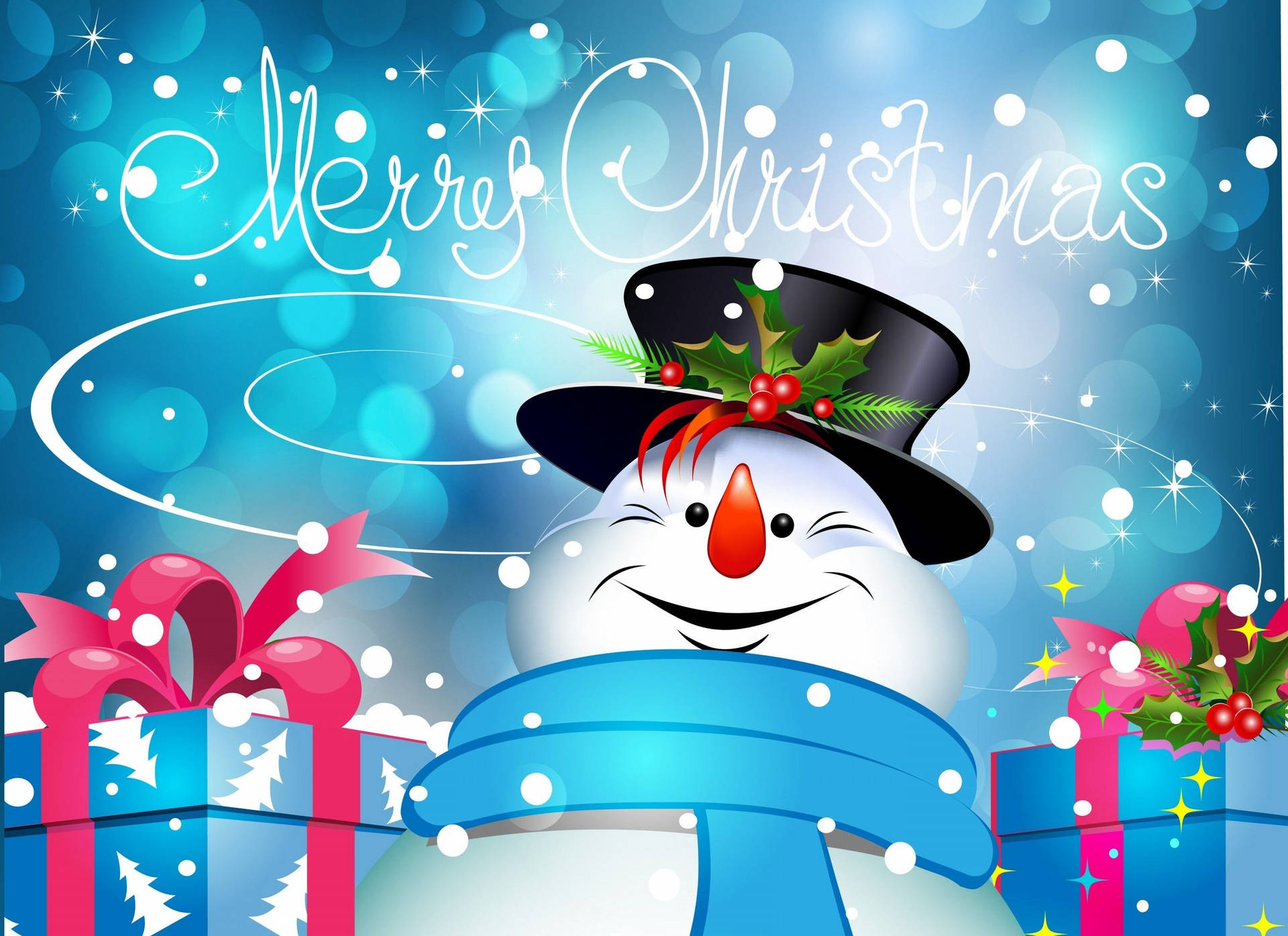 An Aussie Christmas with a Jolly Snowman in a Summer Hat Wallpaper