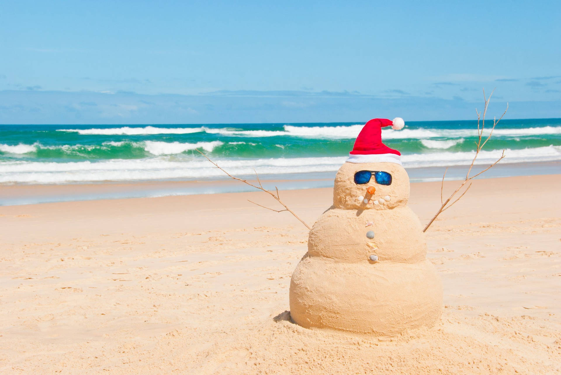 Australian Christmas Sand Snowman Wallpaper
