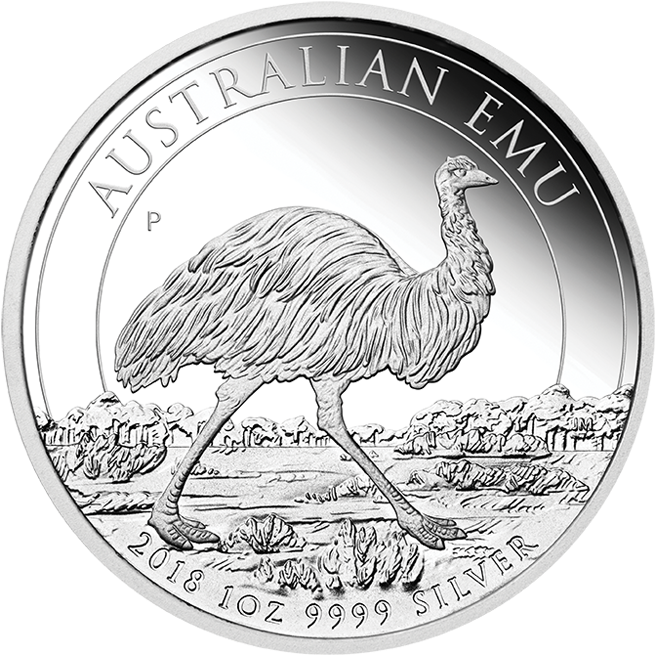 Australian Emu Silver Coin2018 PNG